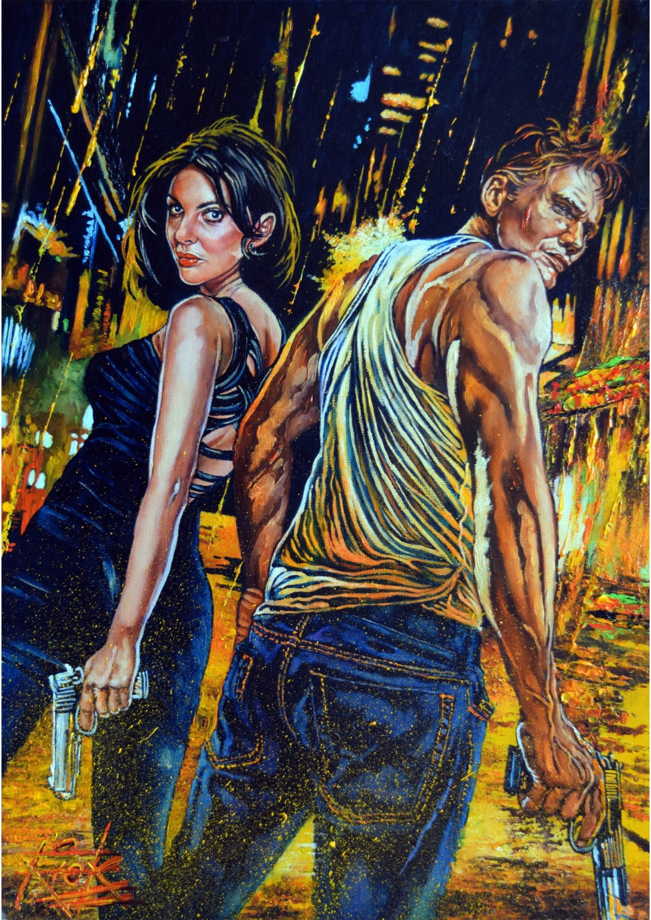 Silent Trigger Original Painting by Rick Melton