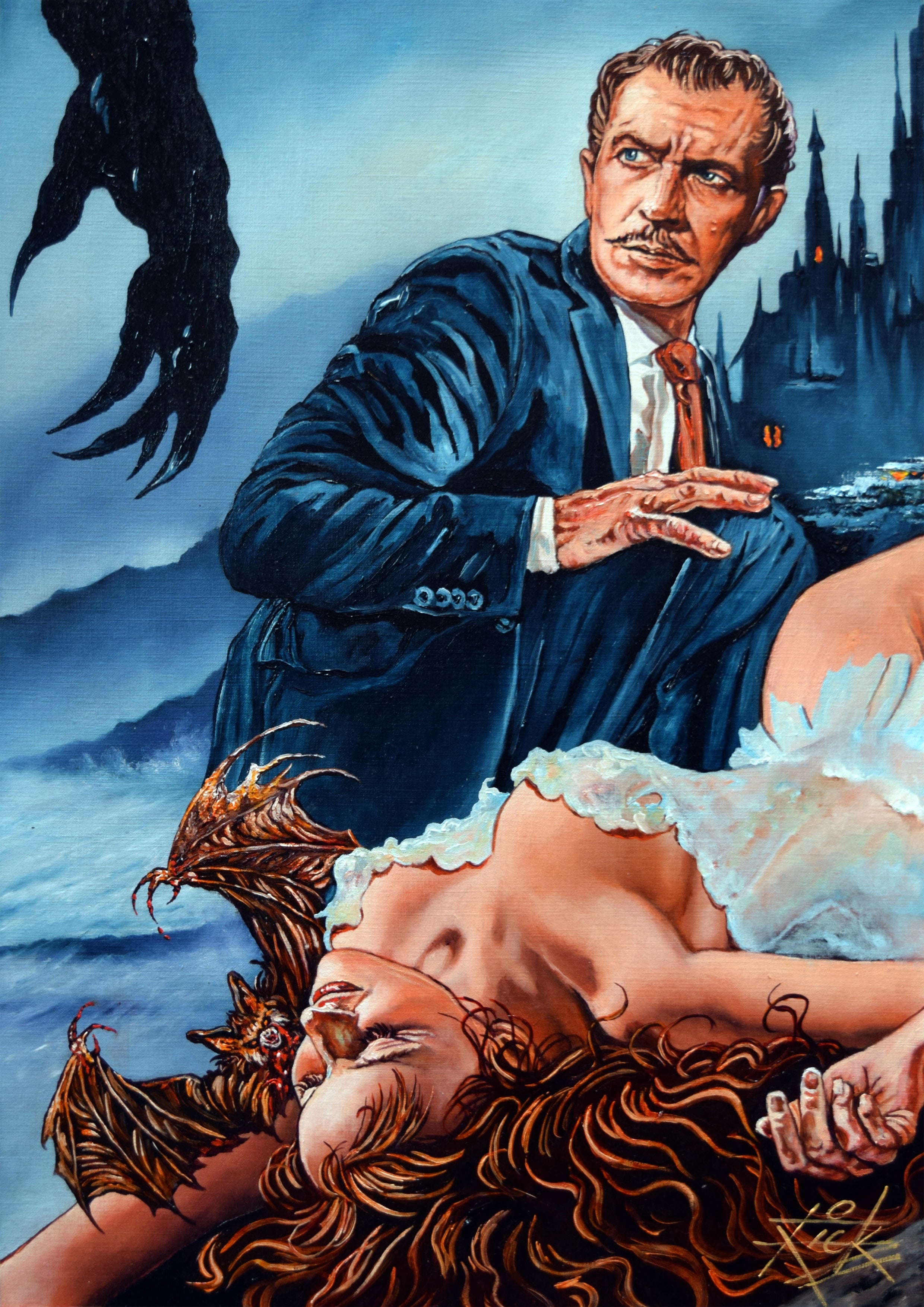 The Bat Original Painting by Rick Melton