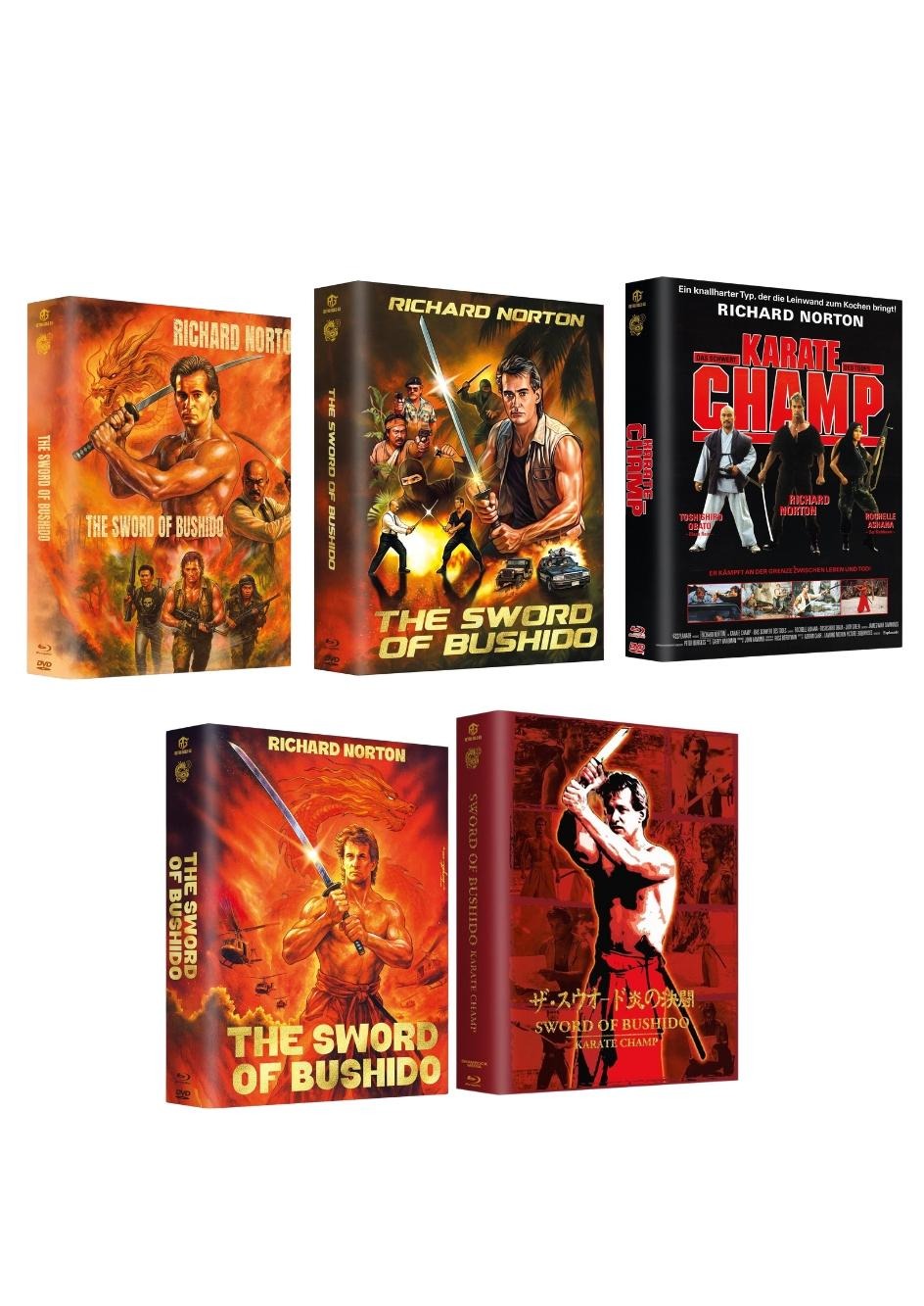 Sword of Bushido aka Karate Champ Year of the Dragon Edition Mega Mediabook Set Cover A,B,C,D,E