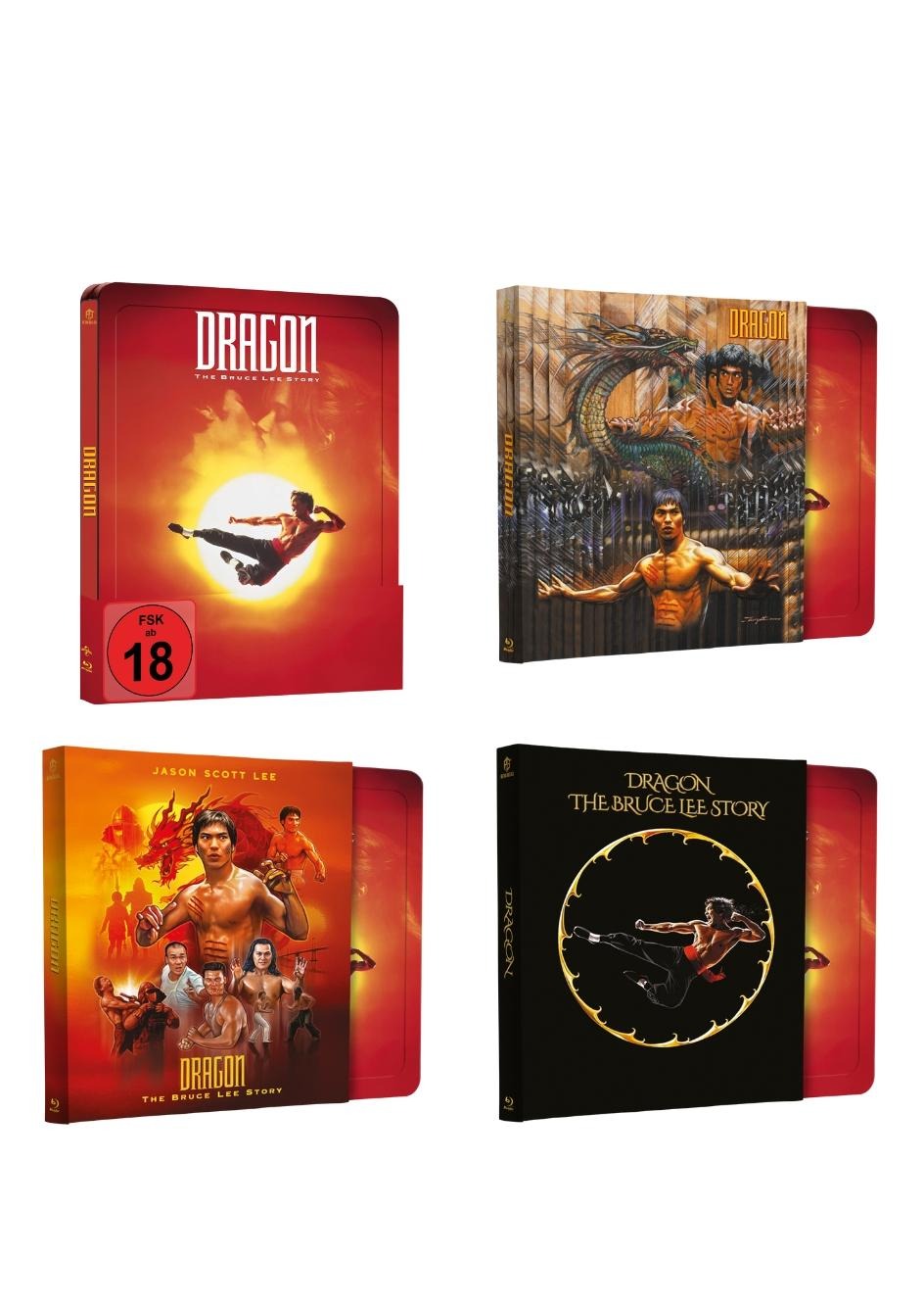 Dragon: The Bruce Lee Story Steelbook Set with Embossed Variants A, B, C, and D