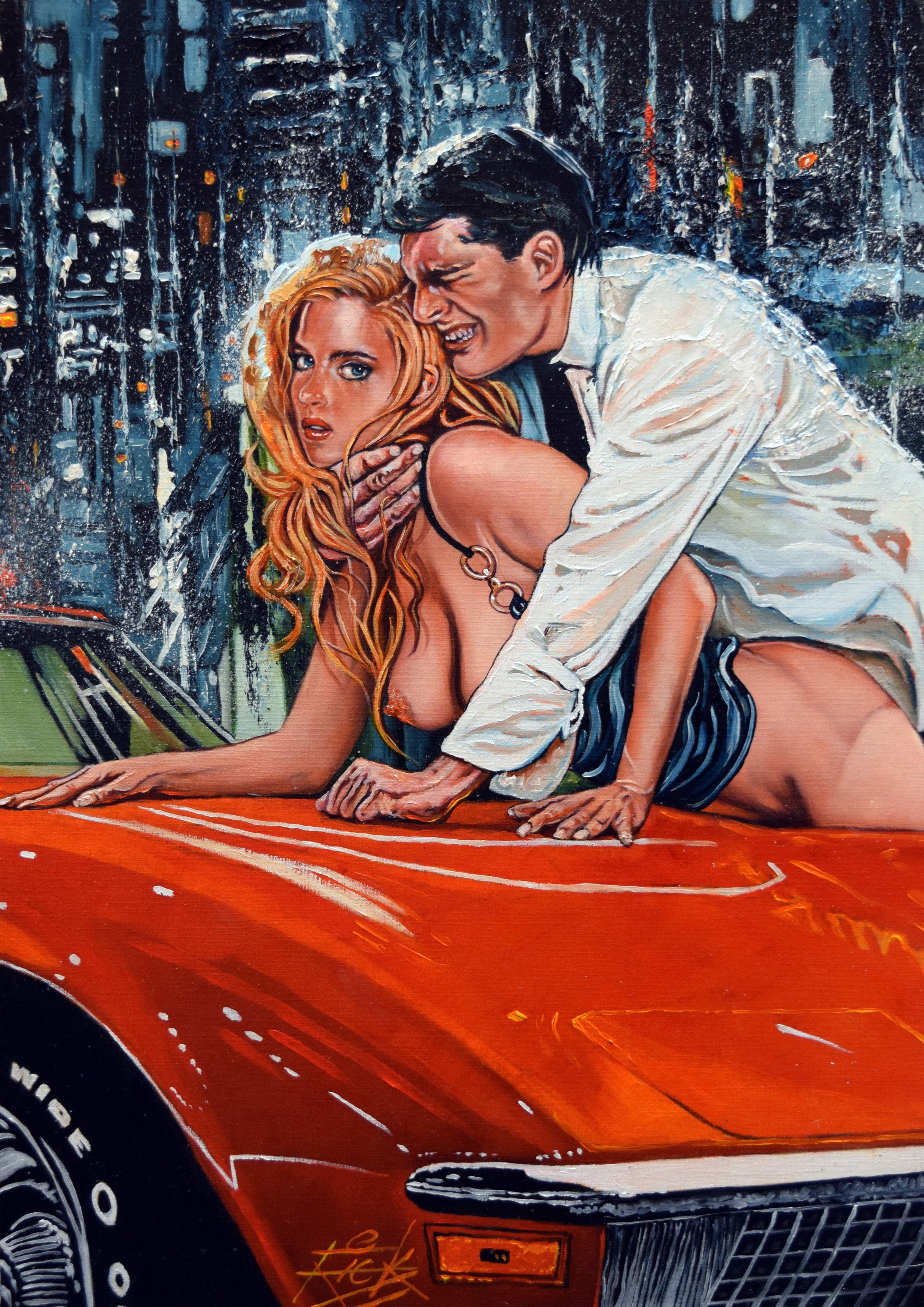 EMANUELLE 5 aka PASSION'S FLOWER  aka FORBIDDEN AFFAIRS Original Gemälde Rick Melton