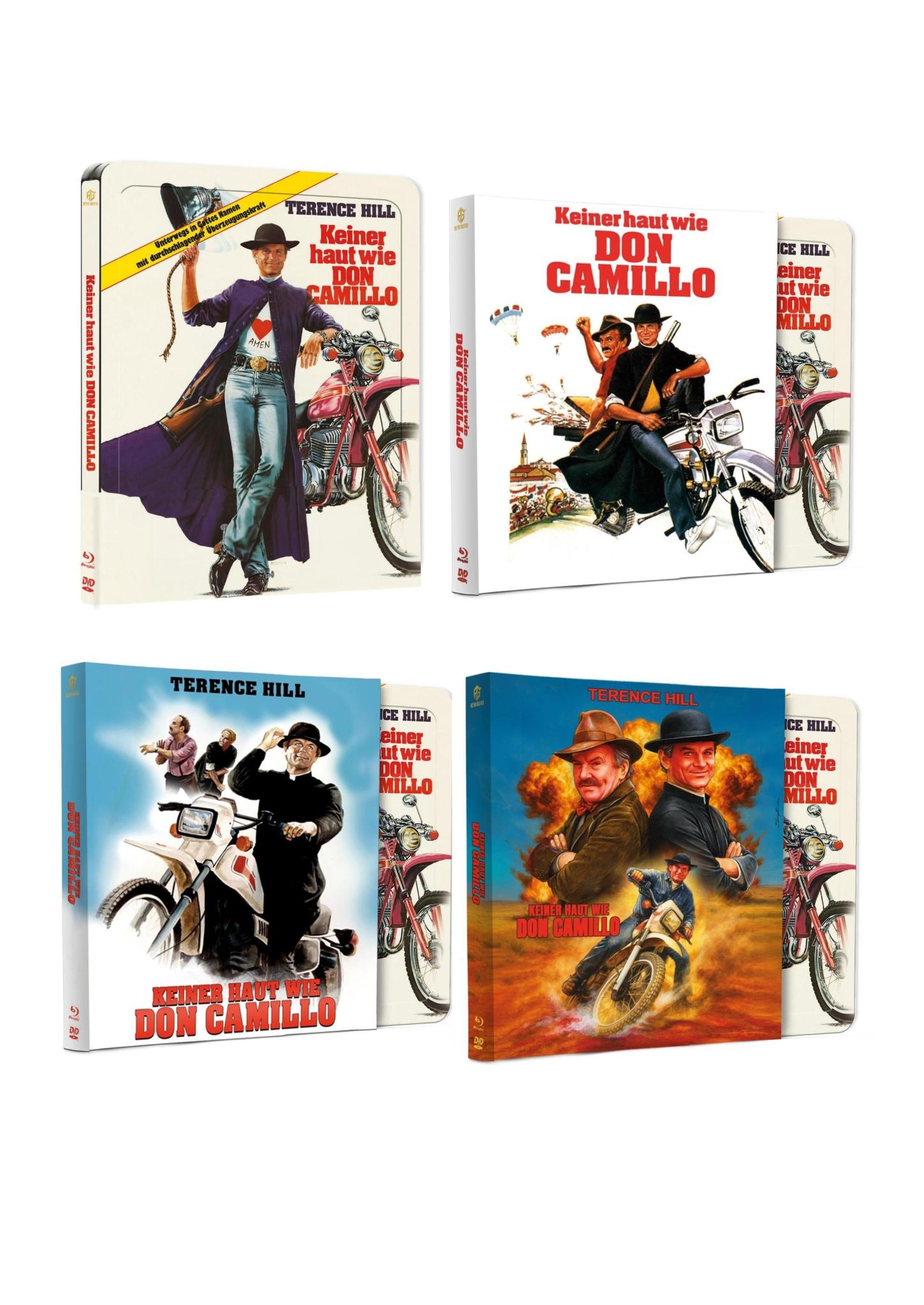 Keiner haut wie Don Camillo 4er Set Steel Premium Book mit Prägung Variante A,B,C,D